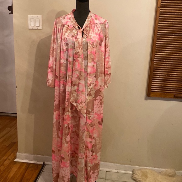 Vintage Peri Ann long floral lingerie 2 piece set size M - Picture 3 of 17